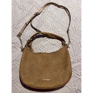 Beautiful Nanette Lapore suede crossbody tan Carmel camel purse bag gold